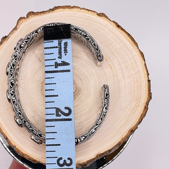 Robert Manse Signed 925 Sterling Silver 18K Onyx Cuff Bangle Bracelet - Picture 7 of 12